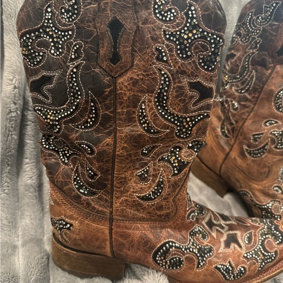Woman’s Brown and Black Sequins Cowboy Boots Size 10M - Picture 2 of 9